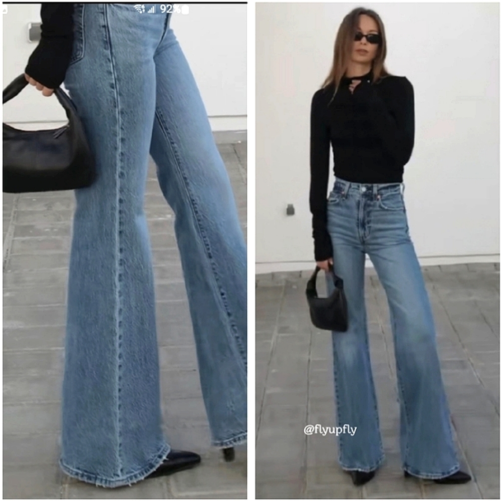 Levi's Blue Flare Wide Leg Jeans with High-Waisted Fit